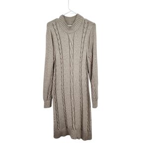 Abercrombie & Fitch Cream Cable Knit Crew Neck Sweater Dress